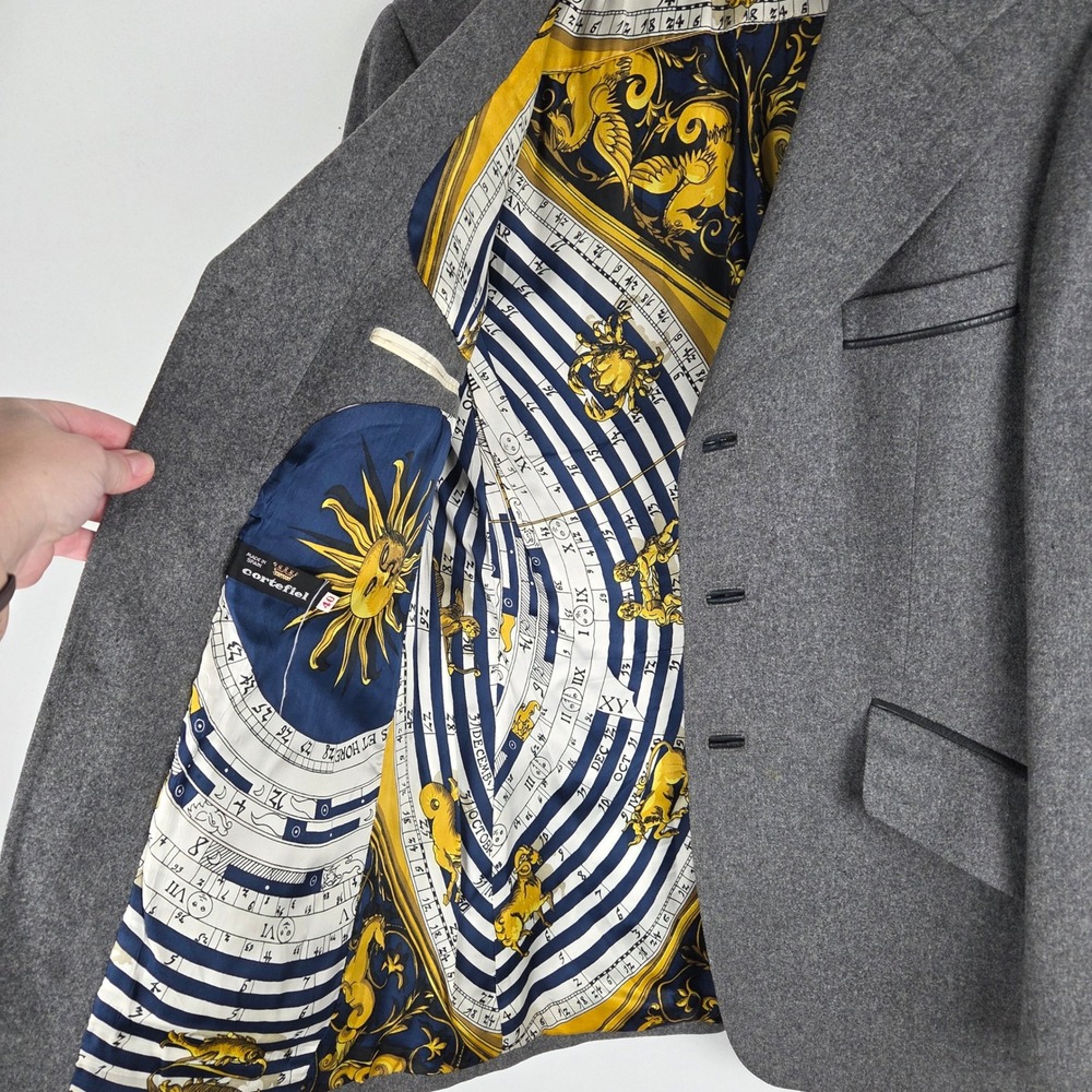 Vintage Cortefiel Mens Gray Wool Blazer Size 40 Moon Sun Lined‎ Celestial - Picture 4 of 14
